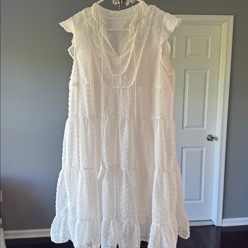 White Sleeveless Tiered Dress perfect beach dress for resort.